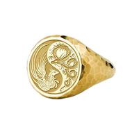 LKBEADS phoenix & dragon signet ring| hammered yin yang jewelry| chinese symbol balance gift for him| spiritual protection ring| 925 sterling silver gold plated |LK_PDR_00181_8