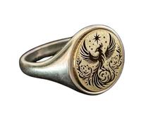 LKBEADS phoenix ring| legendary rising signet ring women| mythologic simurg pinky man| fire bird and star jewelry| gift for him| her| 925 sterling silver silver plated |LK_PDR_00806_6