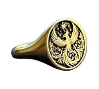 LKBEADS phoenix ring| legendary rising signet ring women| mythologic simurg pinky man| fire bird and star jewelry| gift for him| her| 925 sterling silver gold plated |LK_PDR_00734_11.5