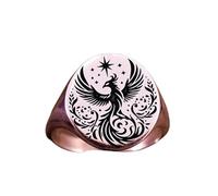 LKBEADS phoenix ring| legendary rising signet ring women| mythologic simurg pinky man| fire bird and star jewelry| gift for him| her| 925 sterling silver silver plated |LK_PDR_00376_10