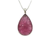 LKBEADS pink quartz gemstone pendant pink color pear shape faceted cut 38x25mm stone charm necklace with 18" cable chain jewelry for men women gift energy & luck |L_DPN_00128