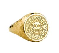 LKBEADS pirate coin signet ring| hammered nautical jewelry| treasure symbol adventure gift for him| vintage protection ring| 925 sterling silver gold plated |LK_PDR_00203_5