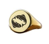 LKBEADS pisces sign ring in round shape | 925 sterling silver gold plated | gift jewelry,vintage style signet ring's hypoallergenic handmade jewellery|LK_PDR_00904_10.5