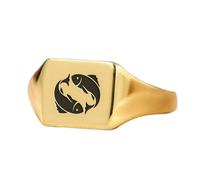 LKBEADS pisces sign ring in square shape | 925 sterling silver gold plated | gift jewelry,vintage style signet ring's hypoallergenic handmade jewellery|LK_PDR_00875_10.5