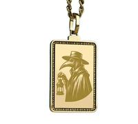 LKBEADS Plague Doctor Engraving Pendant Necklace Made In 925 Sterling Silver Gold Plated Charm With 18 "Cable Chain Handmade Jewelry For Men Women |LKD_EGP_00467