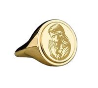 LKBEADS praying jesus signet ring| christian jewelry| oval engraved christianity gift jewelry| 925 sterling silver gold plated |LK_PDR_00468_7