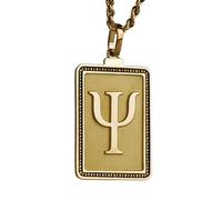 LKBEADS Psychology Embossed Pendant Necklace Made in 925 Sterling Silver With Gold Plating 18" Cable Chain Rectangle Shape Charm For Unisex Handmade Jewelry |LK_EMBO_00732