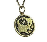 LKBEADS Psychology Psi Symbol Embossed Pendant Necklace Made in 925 Sterling Silver With Gold Plating 18" Cable Chain Round Shape Charm For Unisex Jewelry |LK_EMBO_00294