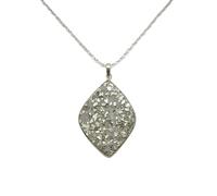 LKBEADS pyrite gemstone pendant grey color marquise shape rough cut 44x35mm stone charm necklace with 18" cable chain jewelry gift for men women & wealth attraction money magnet |L_DPN_00386