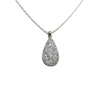 LKBEADS pyrite gemstone pendant grey color pear shape rough cut 35x30mm stone charm necklace with 18" cable chain jewelry gift for men women & wealth attraction money magnet |L_DPN_00430
