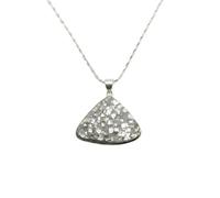 LKBEADS pyrite gemstone pendant grey color trillon shape rough cut 36x27mm stone charm necklace with 18" cable chain jewelry gift for men women & wealth attraction money magnet |L_DPN_00416