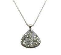 LKBEADS pyrite gemstone pendant grey color trillon shape rough cut 40x37mm stone charm necklace with 18" cable chain jewelry gift for men women & wealth attraction money magnet |L_DPN_00418