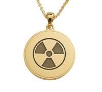 LKBEADS Radiation Symbol Engraving Pendant Necklace Made In 925 Sterling Silver Gold Plated Charm With 18 "Cable Chain Handmade Jewelry For Men Women |LKD_EGP_00780