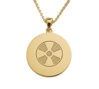 LKBEADS Radiation Symbol Engraving Pendant Necklace Made In 925 Sterling Silver Gold Plated Charm With 18 "Cable Chain Handmade Jewelry For Men Women |LKD_EGP_00778
