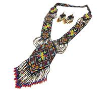 LKBEADS Rainbow Star Ukrainian Gerdan Necklace With Earring Set Seed Beads Traditional Jewellery Multi Color Handmade Strand Beaded Ukrain Jewelry |LK_UKRN_0442