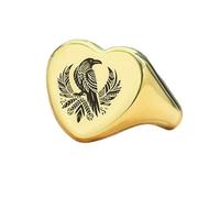 LKBEADS raven bird ring in heart shape | 925 sterling silver gold plated | gift jewelry,vintage style signet ring's hypoallergenic handmade jewellery|LK_PDR_01136_10.5