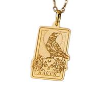 LKBEADS Raven Tarot Engraving Pendant Necklace Made In 925 Sterling Silver Gold Plated Charm With 18 "Cable Chain Handmade Jewelry For Men Women |LKD_EGP_00063