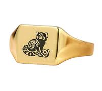 LKBEADS red panda ring in square shape | 925 sterling silver gold plated | gift jewelry,vintage style signet ring's hypoallergenic handmade jewellery|LK_PDR_01049_9
