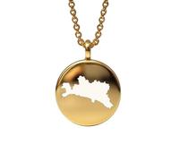 LKBEADS Republic of Genoa Map Pendant Necklace 925 Sterling Silver Round Charm Jewelry 18 Inch Cable Travel Souvenir Gift Minimalist Map Jewelry |LKN_MAP_00527