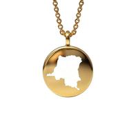 LKBEADS Republic of the Congo Map Pendant Necklace 925 Sterling Silver Round Charm Jewelry 18 Inch Cable Travel Souvenir Gift Minimalist Map Jewelry |LKN_MAP_00650