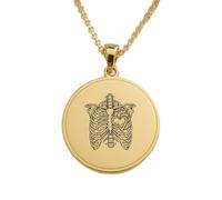 LKBEADS Rib Cage and Heart Engraving Pendant Necklace Made In 925 Sterling Silver Gold Plated Charm With 18 "Cable Chain Handmade Jewelry For Men Women |LKD_EGP_00826