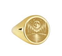 LKBEADS river signet ring| moonlit landscape engraved night sky dreamlike scenery jewelry flowing water| 925 sterling silver gold plated |LK_PDR_00030_10