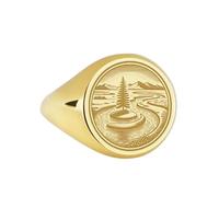 LKBEADS river signet ring| nature inspired engraved flowing water serene scenery jewelry environmnent| 925 sterling silver gold plated |LK_PDR_00031_12.5
