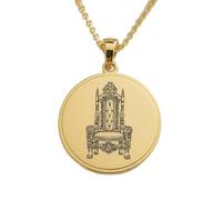 LKBEADS Royal Throne Engraving Pendant Necklace Round Shape Made In 925 Sterling Silver Gold Plated Charm With 18 "Cable Chain Handmade Jewelry For Men Women |LKD_EGP_00739
