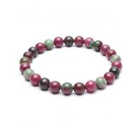 LKBEADS Ruby Zoisite Beaded Bracelet Stretch Elastic Unisex Jewelry Pink Green Stone Round Beads Multicolor Fashion Accessory Healing Energy Meditation Yoga Gift for Men Women