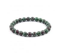 LKBEADS Ruby Zoisite Beaded Bracelet Stretch Elastic Unisex Natural Stone Round Beads Green Pink Healing Crystal Jewelry Meditation Yoga Energy Gift for Men Women