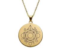 LKBEADS Sacred Geometry Engraving Pendant Necklace Made In 925 Sterling Silver Gold Plated Charm With 18 "Cable Chain Handmade Jewelry For Men Women |LKD_EGP_00551
