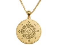 LKBEADS Sacred Geometry Rune Sigil Engraving Pendant Necklace Made In 925 Sterling Silver Gold Plated Charm With 18 "Cable Chain Handmade Jewelry For Men Women |LKD_EGP_00938