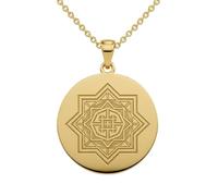 LKBEADS Sacred Geometry Star Mandala Engraving Pendant Necklace Made In 925 Sterling Silver Gold Plated Charm With 18 "Cable Chain Jewelry For Men Women |LKD_EGP_00930