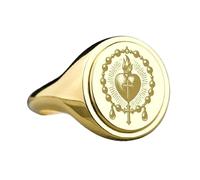 LKBEADS sacred heart signet ring| christianity jewelry| oval engraved cross christian gift charm| 925 sterling silver gold plated |LK_PDR_00546_7