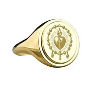 LKBEADS sacred heart signet ring| christianity jewelry| oval engraved cross christian gift charm| 925 sterling silver gold plated |LK_PDR_00391_6