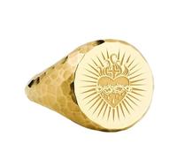 LKBEADS sacred heart signet ring| hammered catholic jewelry| divine love religious gift for her| spiritual protection| 925 sterling silver gold plated |LK_PDR_00001_6.5