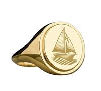 LKBEADS sailing boat signet ring| nautical jewelry| oval engraved adventure sailor marine captain gift| jewelry| 925 sterling silver gold plated |LK_PDR_00594_7.5