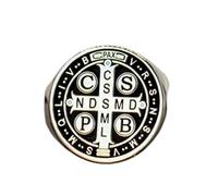 LKBEADS saint benedict medal ring protection| 925 sterling silver silver plated |LK_PDR_00813_9