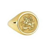 LKBEADS saint george and the dragon signet ring| sovereign religious orthodox christian pinky ring| 925 sterling silver gold plated |LK_PDR_00012_5.5