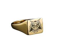 LKBEADS samurai mask ring in square shape | 925 sterling silver gold plated | gift jewelry,vintage style signet ring's hypoallergenic handmade jewellery|LK_PDR_01371_7.5