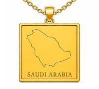 LKBEADS Saudi Arabia Map 24x26mm Pendant Necklace For Men Women 925 Sterling Silver Square Engraved Outline Charm With 18" Cable Chain Travel Jewelry |LKN_MAP_00831