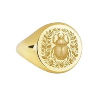 LKBEADS scarab signet ring| ancient egypt jewelry beetle symbol engraved historical amulet dainty insect| 925 sterling silver gold plated |LK_PDR_00137_7.5