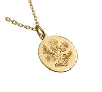 LKBEADS Scottish Thistle Engraving Pendant Necklace Made In 925 Sterling Silver Gold Plated Charm With 18 "Cable Chain Handmade Jewelry For Men Women |LKD_EGP_00043