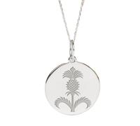 LKBEADS Scottish Thistle Plant Engraved Coin Pendant Necklace 24mm with 18 Inch Cable Chain | Sterling Silver 925 Sterling Silver | Unisex Gift Jewelry|LK_PNDN_2241