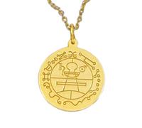 LKBEADS Seal Of Solomon Engraving Pendant Necklace Made In 925 Sterling Silver Gold Plated Charm With 18 "Cable Chain Handmade Jewelry For Men Women |LKD_EGP_00034
