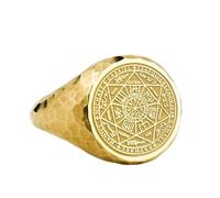 LKBEADS seven archangels signet ring| hammered angel catholic jewelry| guardian gift| protection ring for men or women| solomon| 925 sterling silver gold plated |LK_PDR_00147_6.5