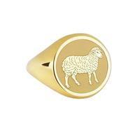 LKBEADS sheep sign engraved ring| chinese horoscope signet| year of the charm| good fortune gift for her| 925 sterling silver gold plated |LK_PDR_00240_9