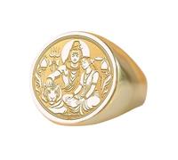 LKBEADS shiva parvati signet ring hindu mythology jewelry| divine love| 925 sterling silver gold plated |LK_PDR_00691_6.5