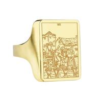 LKBEADS six of cups tarot signet ring| custom trionfi jewelry| fortune-teller rectangle charm| | 925 sterling silver gold plated |LK_PDR_00284_12