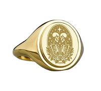 LKBEADS skeleton couple signet ring| gothic romantic jewelry| oval engraved memento mori skull lovers gift| jewelry| 925 sterling silver gold plated |LK_PDR_00598_7.5